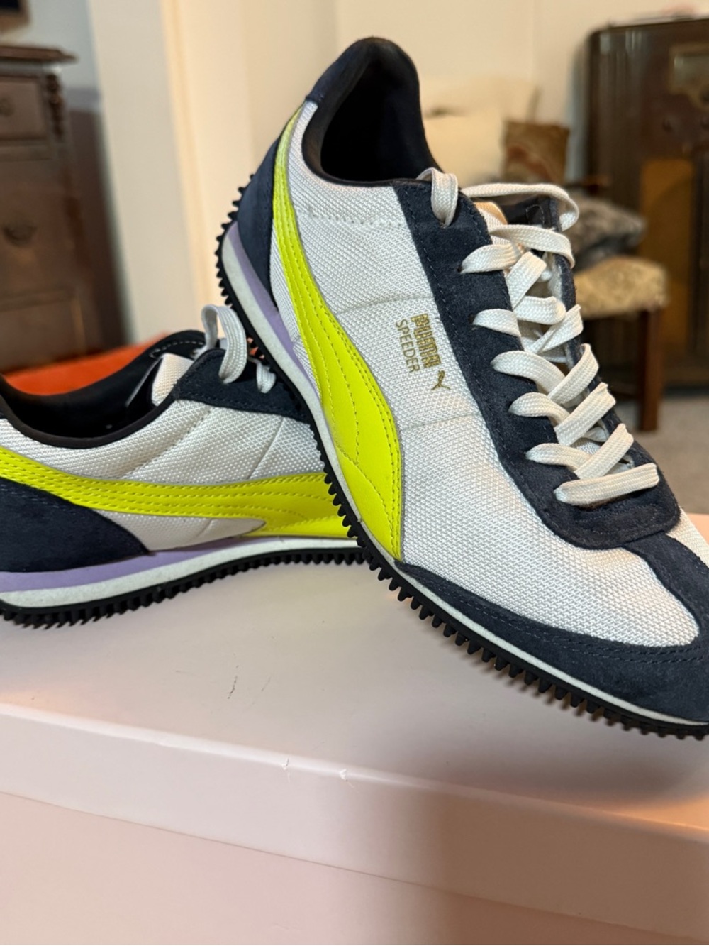 Puma Rome Speed Women’s Running Sneakers - White/Neon Yellow/Gray